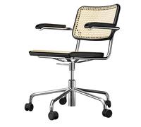 S 64 VDR Swivel Office Chair with Armrests Chrome/ Black Stained Beech