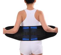 S-6XL Plus Size Back Pain Relief Massage Belt Men Women Lower Back Brace Double Pull Breathable Waist Support Lumbar Orthopedic Corset for Herniated Disc,Sciatica (Black+Blue XL)