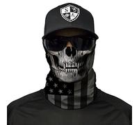 S A Company 5-Pack UV Face Shield | UV 30+ Multipurpose Neck Gaiter Balaclava for Adults, Blackout American Flag Skull, 1 Count (Pack of 1)
