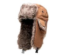 S A Company Trapper Hat Winter Hats for Men & Women | Ushanka Russian Hat | Faux Fur Hat with Ear Flap, Canvas Brown, One size