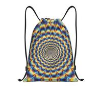 S Adjustable Drawstring spiral optical illusion gif Print Bags Backpack | Gym Traveling Sport Beach Swimming Shopping Yoga String Trip Sack Dance Travel Carry-On Luggage Camping Hiking