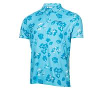 (S, Aquarius) Calvin Klein Mens Cyber Floral Printed Moisture Wicking Golf Polo Shirt