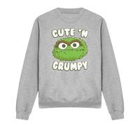 (S, Athletic Heather) Sesame Street Unisex Adult Cute N Grumpy Heather Sweatshirt