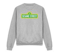 (S, Athletic Heather) Sesame Street Unisex Adult Logo Sweatshirt
