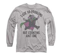 (S, Athletic Heather) Sesame Street Unisex Adult Problems Heather Long-Sleeved T-Shirt