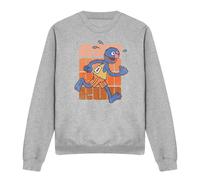 (S, Athletic Heather) Sesame Street Unisex Adult Run Run Grover Sweatshirt
