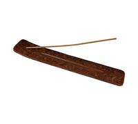 S.B ARTS Wooden Incense Holder with Floral Design - Ash Catcher, Zen Incense Burner Tray - Home Decor Gift Accessories - Yoga Meditation Stand (10 Inches Long)