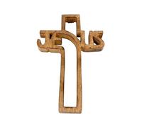 S.B.ARTS Wooden Wall Cross Handmade Wall Crucifix with Hand Carvings Cross for Baptism Gifts - Christians Spiritual Hanging Ornament for Wall Decor and Church (12 Inches)
