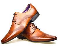 S & B Footwear Mens Leather Lined Smart Wedding Lace Up Brogues Formal Dress Oxford Shoes Size 6-12 (6 UK, Brown 2)