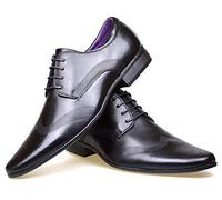 S & B Footwear Mens Leather Lined Smart Wedding Lace Up Brogues Formal Dress Oxford Shoes Size 6-12 (9 UK, Black 2)