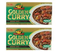 S&B Golden Curry Medium Hot 220g, Authentic Japanese Curry Sauce Mix In Block, Rich & Aromatic, Easy to Cook- Pack of 2