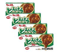 S&B Japanese Curry Sauce Mix Blocks 1kg - Medium Hot Curry Roux for Curry Rice Stew & Cooking (Pack of 4)
