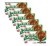 S&B Japanese Curry Sauce Mix Blocks 1kg - Medium Hot Curry Roux for Curry Rice Stew & Cooking (Pack of 6)