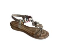S&B Ladies flat string back comfortable flexible Demonte casual bridal holiday sandal two colour included black and gold