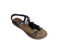 S&B Ladies flat string back comfortable flexible Demonte casual bridal holiday sandal two colour included black and gold