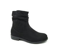 S-B Ladies Lightweight Fully Fur Lined Girls Warm Casual Comfort Winter Ankle Boots Winter Warm Snow Boots Slip On Zip Fur Lined Booties Outdoor Flat Walking Zip Buckle (5 UK, Black, numeric_5)