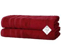 S & B Pack of 2 Jumbo Bath Towels Sheets 100% Pure Cotton Quick Dry Gym, Spa, Hotel Quality 500-GSM Large Size Bathroom Towels 75 x 150 cm (Red)