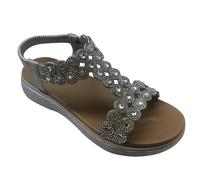 S&B Women's T-Bar Slingback Sandals - Low Wedge Flatform with Grip Sole & Padded Insole - Sizes 3-8 - 4 Colours (White, Nude, Silver, Black)