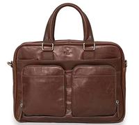S. Babila Laptop Document Holder - Genuine Italian Grained Leather - Dark Brown