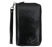 S Babila Mens Leather Wallet - ID Display Pocket and 7 Credit Card Slots - Black - Three Fold