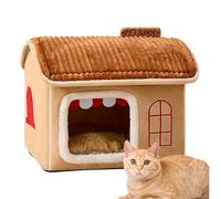 (S, beige) Kitten Beds for House Kittens, Winter Cat House, Multi-Purpose Indoor Cat House, Kitten House, Large, Spacious Sleeping Bed, Soft Cat Bed, for Small