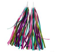 's Bicycle and Scooter Handlebar Streamers Featuring Soft Plastic Tassels, Lightweight and, Suitable for Replacing or Decorating Handlebars (Green purple)