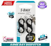 S Biner Micro Lock Mini Stainless Steel Carabiner Black Pack of 2