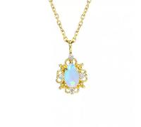s birthstone synthesis opal 14k yellow plated pandent necklace fine jewelry for women