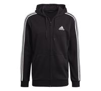 (S, Black) Adidas Mens Essentials 3 Stripes Full Zip Hoodie