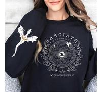 (S, black) Basgiath War College Double-side Sweatshirt Fourth Wing Graphic Tee Fly or Die Shirt Vintage Pullover Bookish Hoodie Sweatshirt