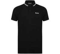 (S, Black) Bench Mens Gruff Short Sleeve Twin Tipped Polo Shirt