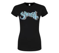 (S, Black/Blue/Grey) Ghost Womens/Ladies Keyline Logo Skinny T-Shirt