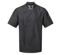 (S, Black Denim) Premier Unisex Adult Short-Sleeved Chef Jacket