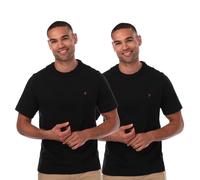 (S, Black) Farah Mens Dani T-Shirt (Pack of 2)