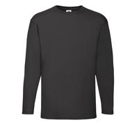 Fruit of the Loom Men's Valueweight Plain Long-Sleeved T-Shirt in Black | Size: Small Fruit Of The Loom Black S