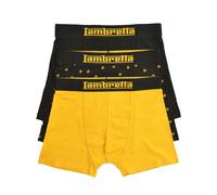 (S, Black/Gold) Lambretta Mens Target Boxer Shorts (Pack of 3)