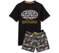 (S, Black/Grey) Batman Mens Logo Camo Short Pyjama Set