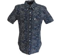 (S, Black/Grey/Blue) Lambretta Mens Paisley Shirt