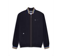 (S, Black/Khaki) Lambretta Monkey Mens Striped Collar Regular Fit Zipped Bomber Jacket