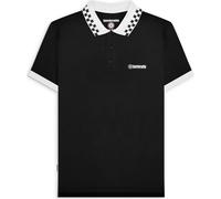 (S, Black) Lambretta Mens Checker Collar Short Sleeve Polo Shirt