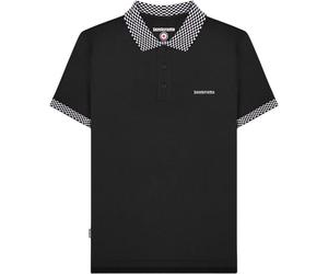 (S, Black) Lambretta Mens Two Tone Badge Polo Shirt