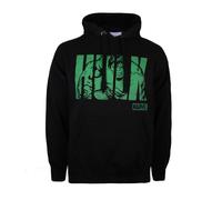 (S, Black) Marvel Mens Hulk Text Cotton Hoodie