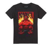 (S, Black) Marvel Mens Red Hulk Fire T-Shirt