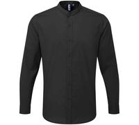 (S, Black) Premier Adults Unisex Long Sleeve Grandad Shirt
