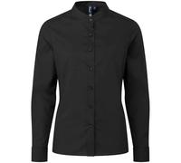 (S, Black) Premier Womens/Ladies Banded Grandad Collar Formal Shirt