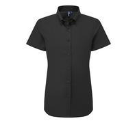 (S, Black) Premier Womens/Ladies Supreme Oxford Short-Sleeved Formal Shirt