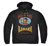 (S, Black) Sesame Street Unisex Adult Banana In My Ear Ernie Hoodie