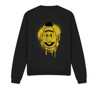 (S, Black) Sesame Street Unisex Adult Spray Face Bert Graffiti Sweatshirt
