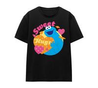 (S, Black) Sesame Street Womens/Ladies Sweet Hugs Cookie Monster Valentine's Day T-Shirt