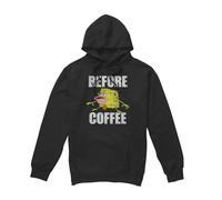 (S, Black) SpongeBob SquarePants Mens Before Coffee Meme Hoodie